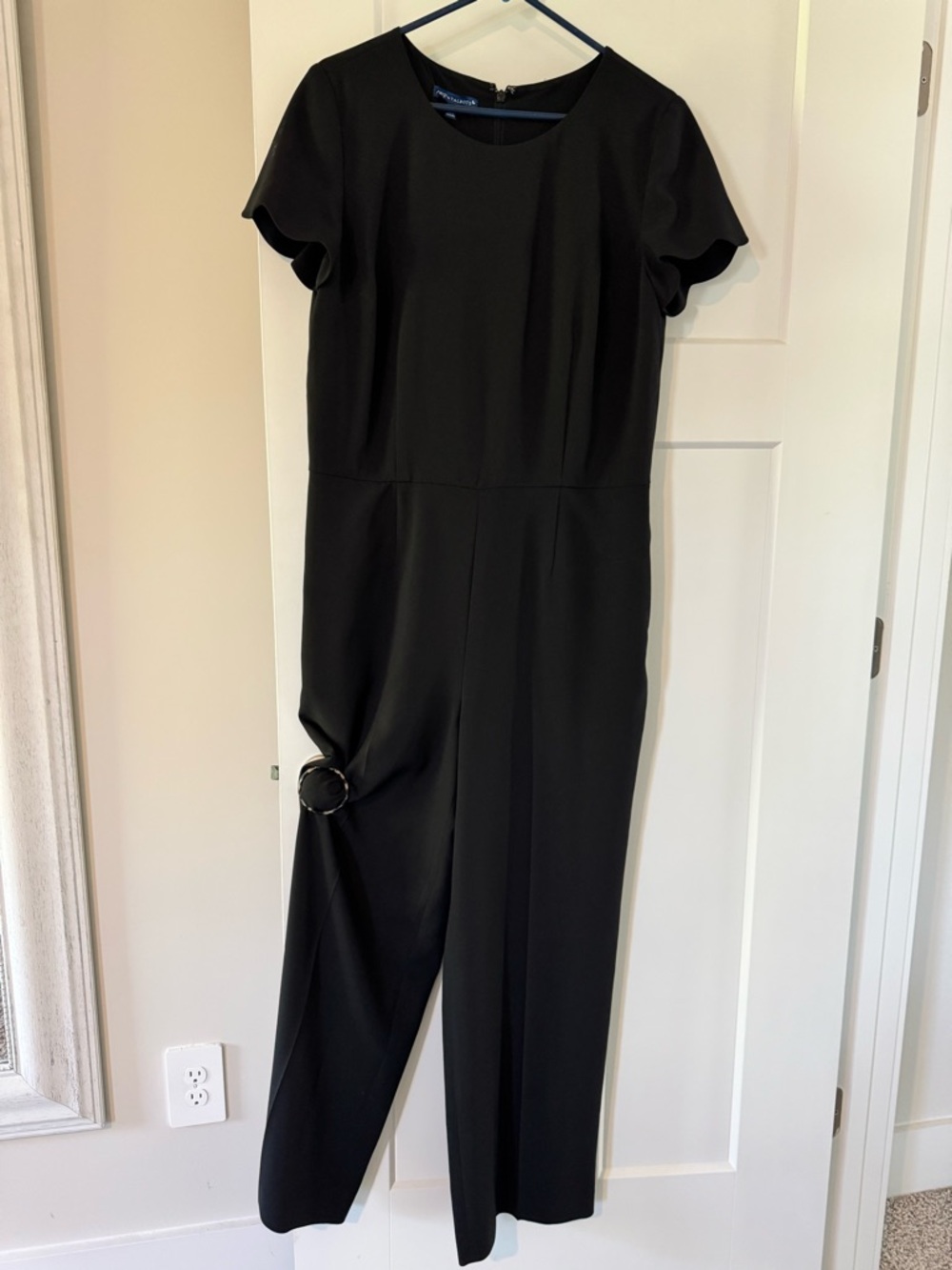 Talbots Black Jumpsuit with Scalloped Short-Sleeves